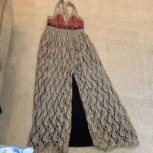 Free People Gold Lace Dress